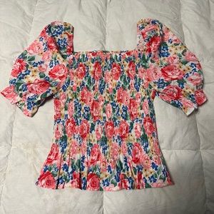 Floral puff sleeve blouse